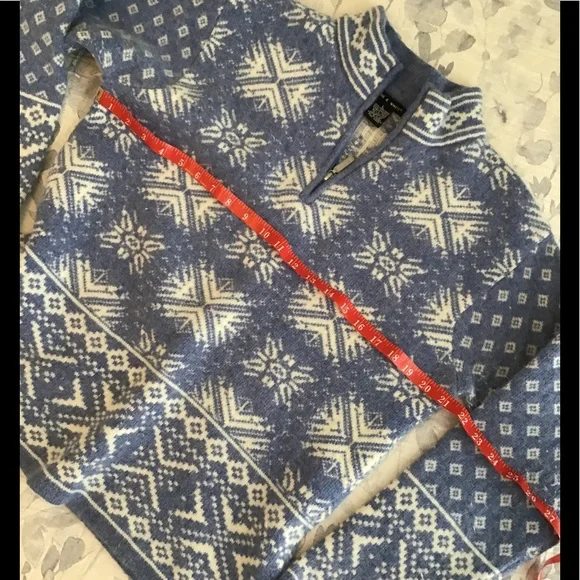 Diane & White Blue/White Lambs Wool/ Rabbit Ski Sweater L - Picture 7 of 7